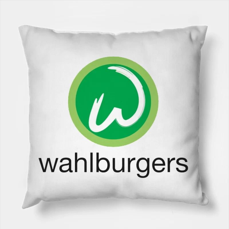 Wahlburgers Restaurant Chain Green Circle Logo Design Throw Pillow