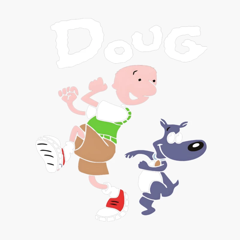 Cartoon Character Running with Dog Cotton Tote Bag