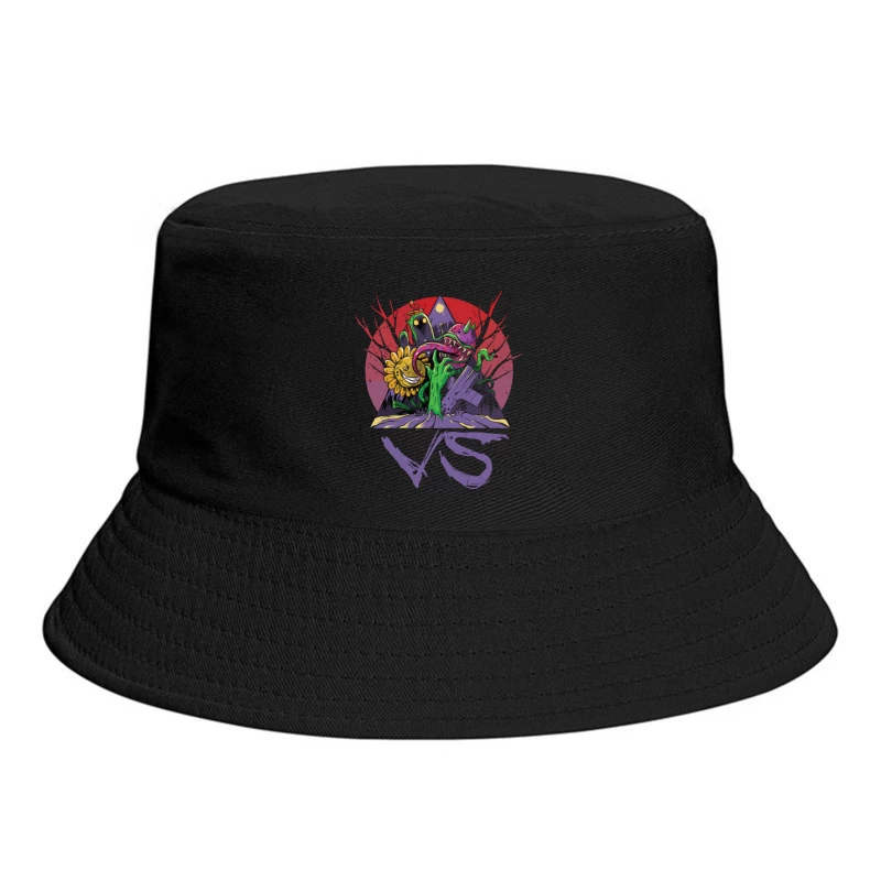 Monsters vs. Plants: A Whimsical Battle Bucket Hat