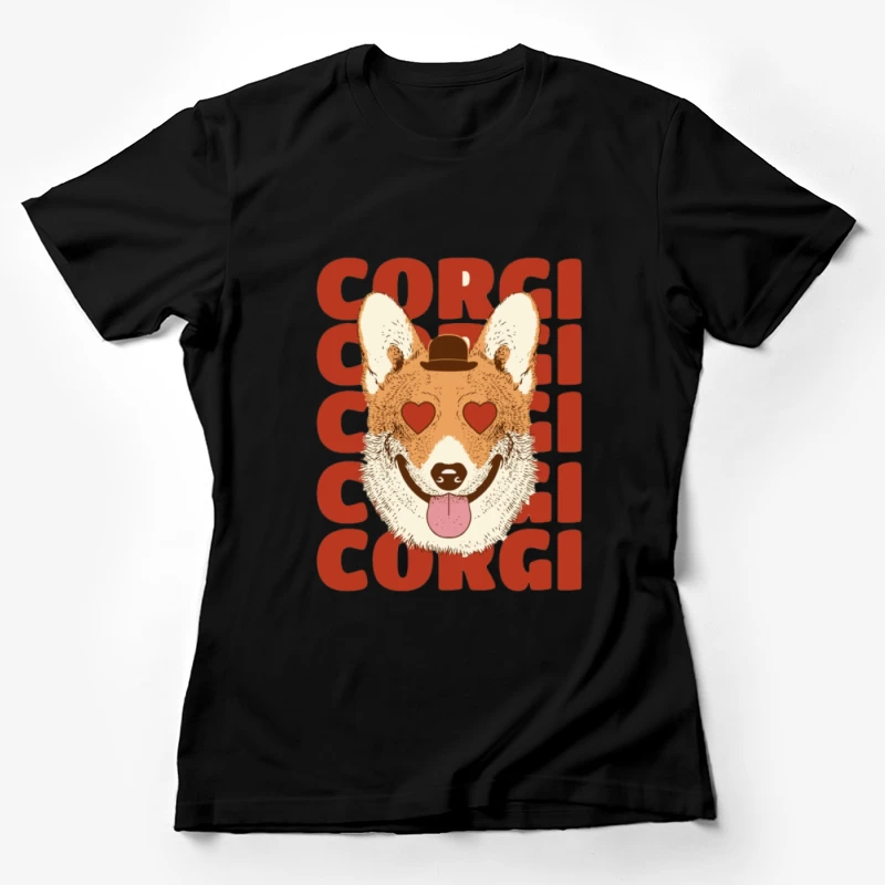 Corgi mit Herzaugen und Hut Damen T-Shirt