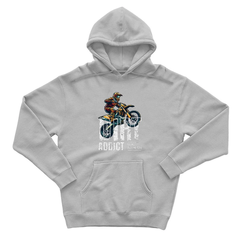 Dynamic Motocross Rider Illustration in Action Male Pullover Hoodie