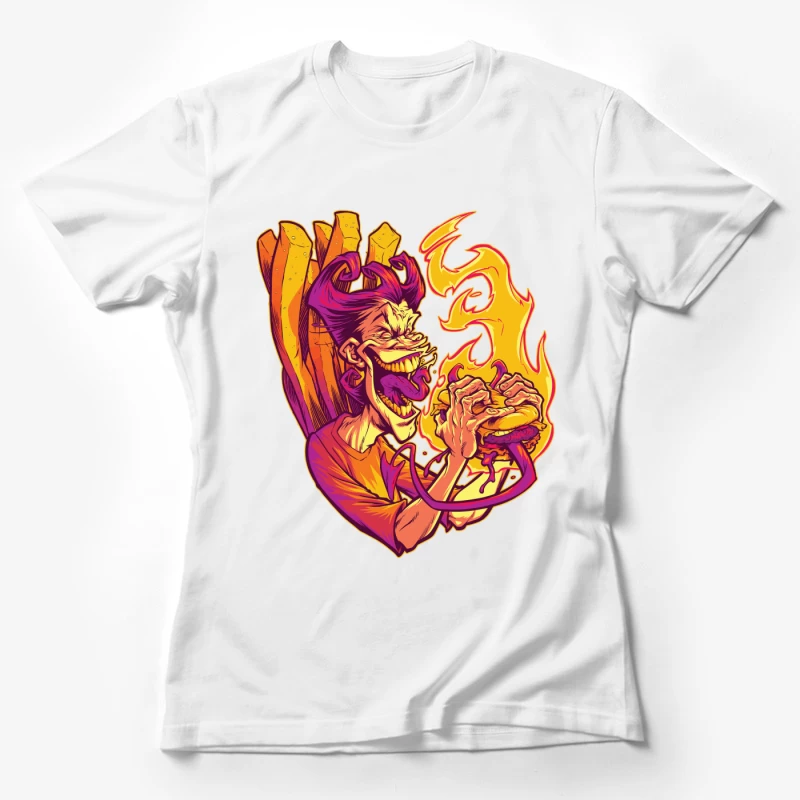 Flaming Burger Delight Female T-Shirt