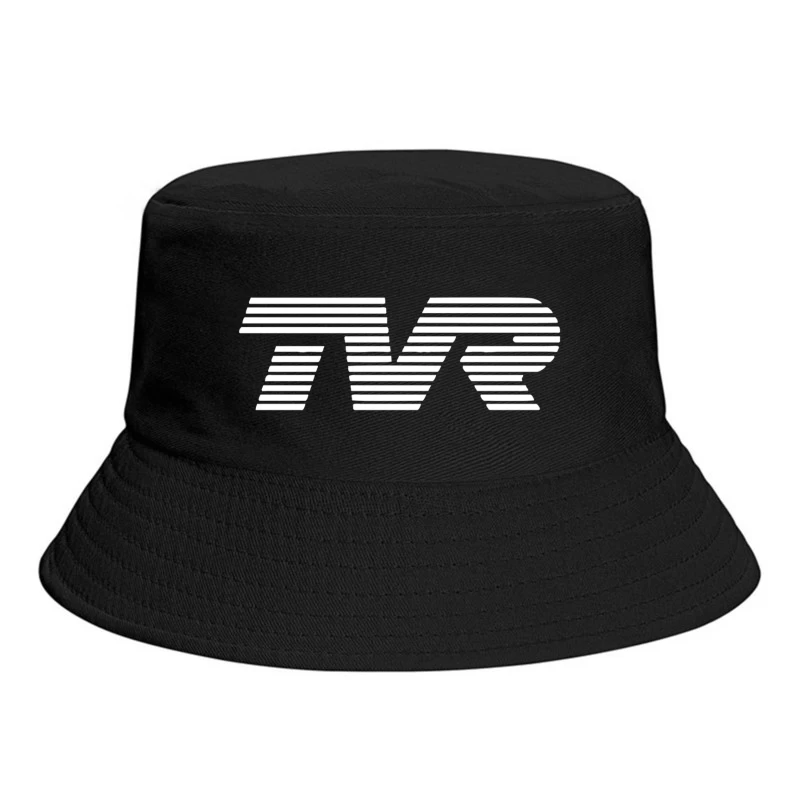 Minimalist TVR Logo Design with Line Pattern Bucket Hat