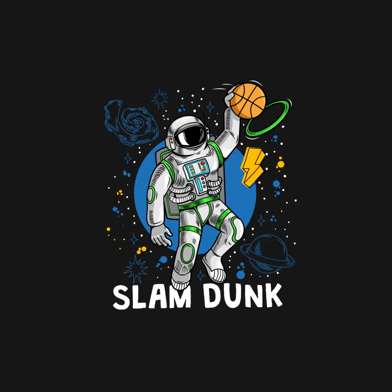 Astronaut beim Slam Dunk im Weltraum Herren T-Shirt