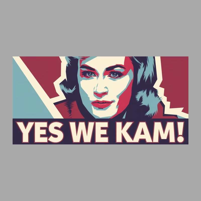 Stylized Political Poster with "Yes We Kam" Slogan Female Pullover Hoodie