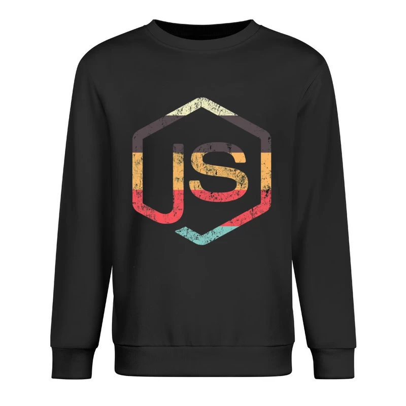 Vintage JavaScript Hexagonal Logo Design Male Pullover Sweatshirt