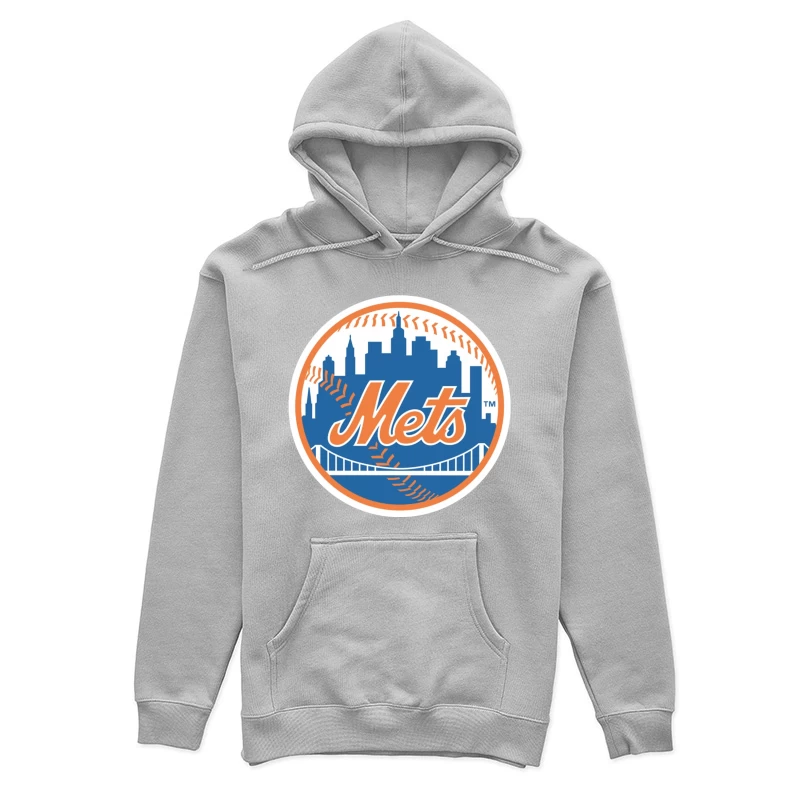 New York Mets MLB Baseball Team Logo with City Skyline Female Pullover Hoodie