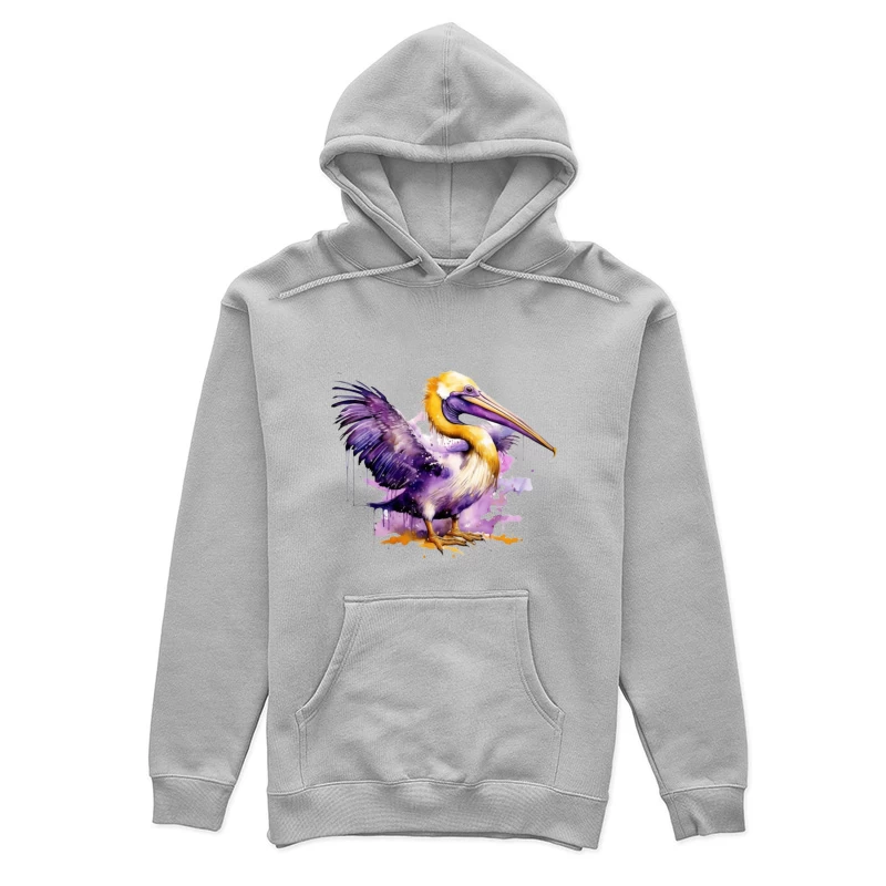 Colorful Watercolor Illustration of a Pelican Female Pullover Hoodie