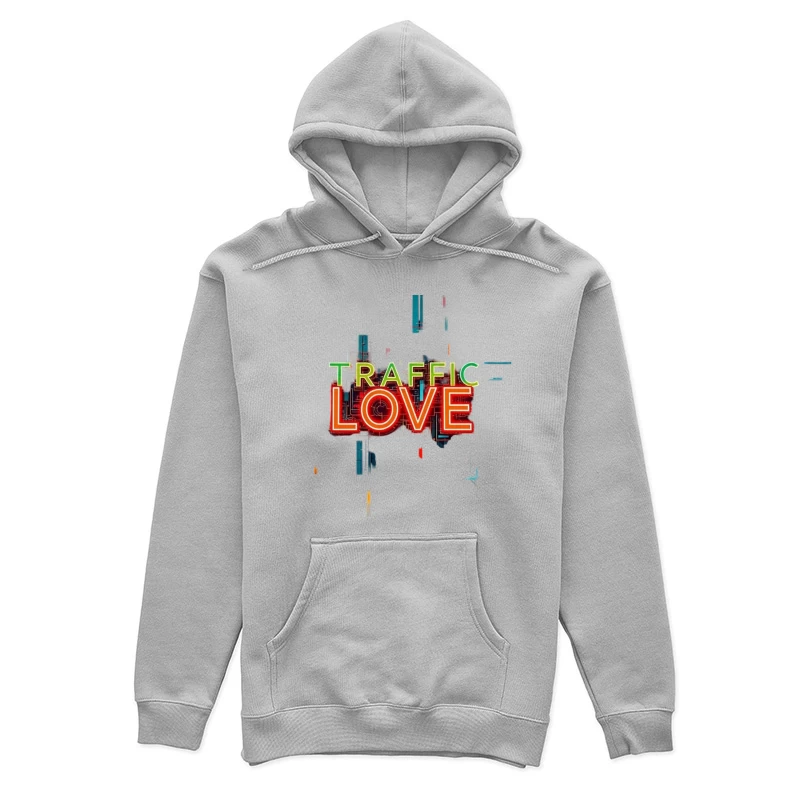 Neon Traffic Love Typography with Glitch Effect Female Pullover Hoodie