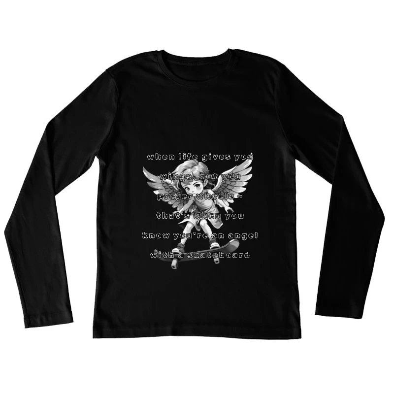 Angel on a Skateboard Female Long Sleeve T-Shirt
