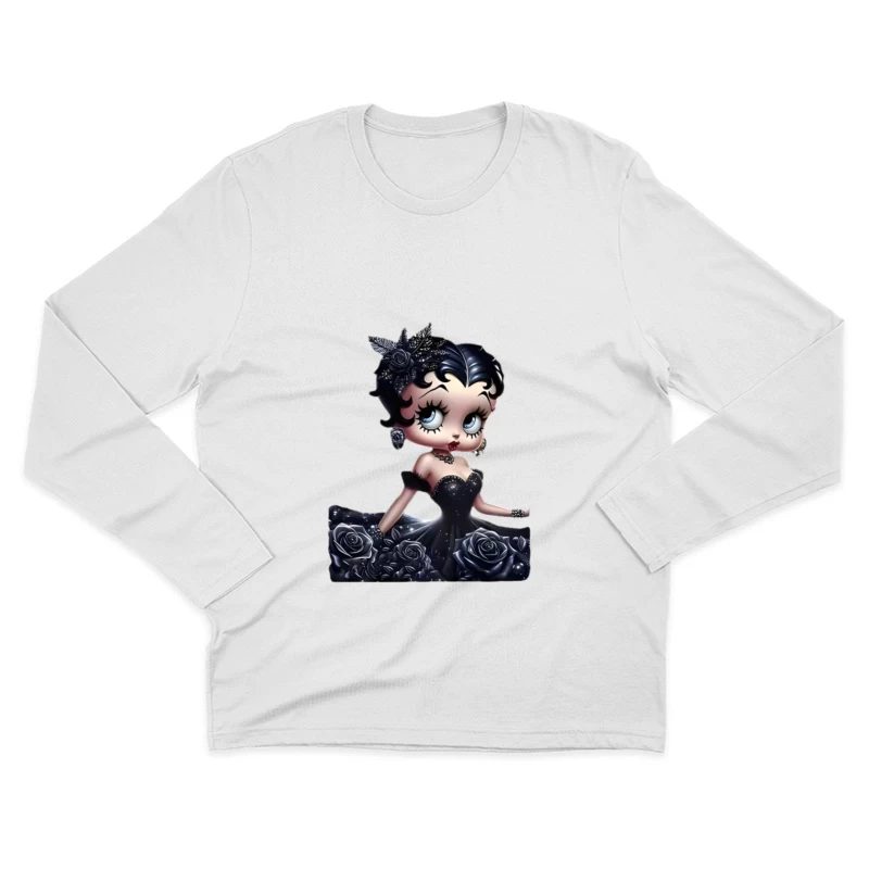 Mode noire avec fleurs et bijoux Homme Manches Longues T-Shirt