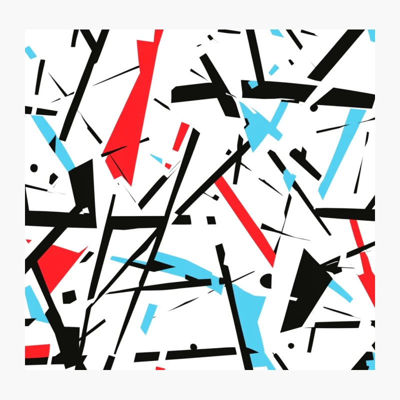 Dynamic Geometric Abstract: Modern Minimalist Pattern in Black, Red, and Blue Throw Pillow