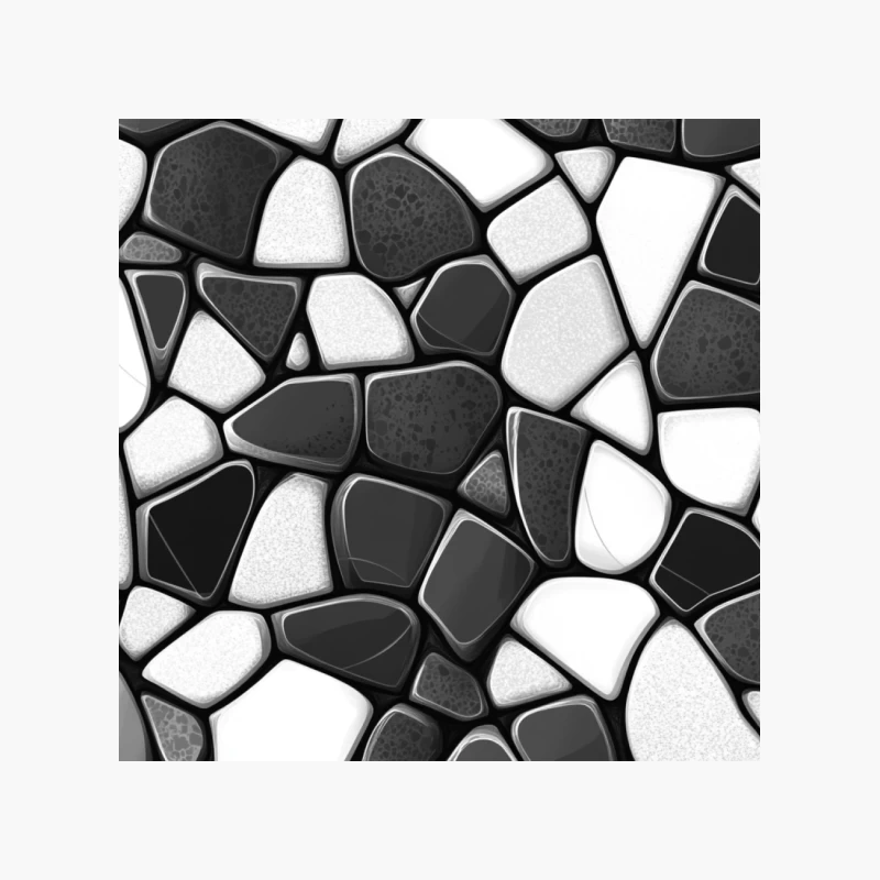 Abstract Black and White Pebble Mosaic Pattern Cotton Tote Bag