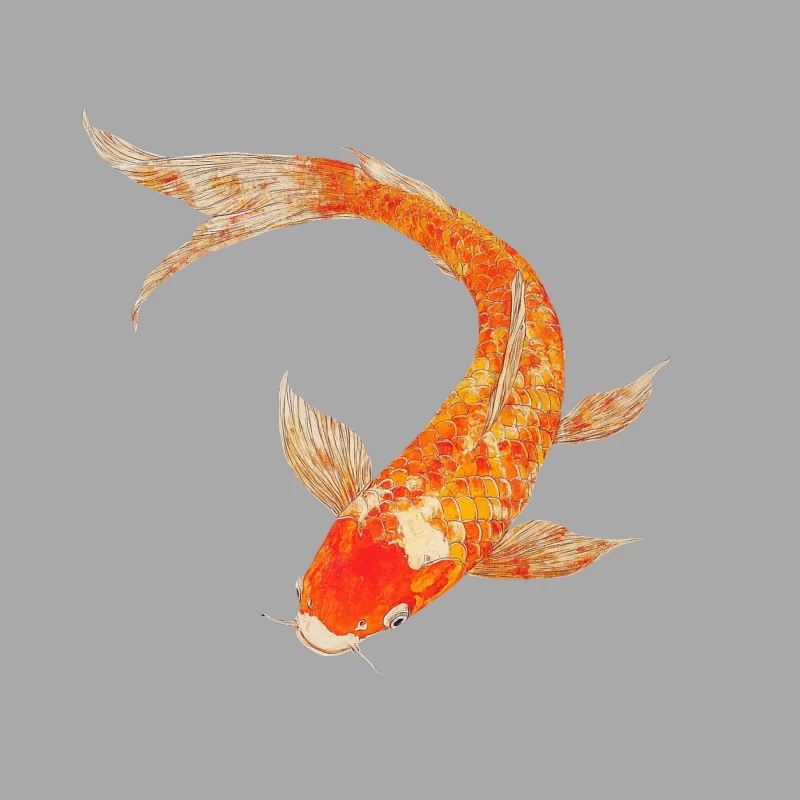 Vibrant Watercolor Illustration of an Orange Koi Fish Male Pullover Hoodie