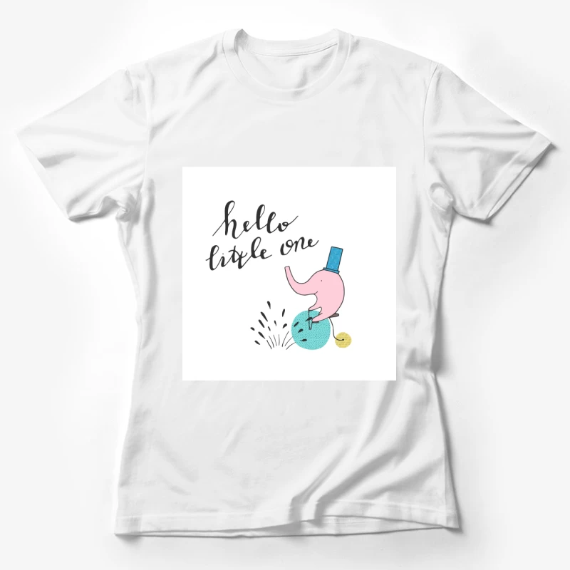 Illustration d'un éléphant avec chapeau et message Femme T-Shirt