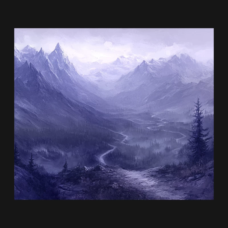 Misty Mountain Wilderness in Monochrome Mouse Pad