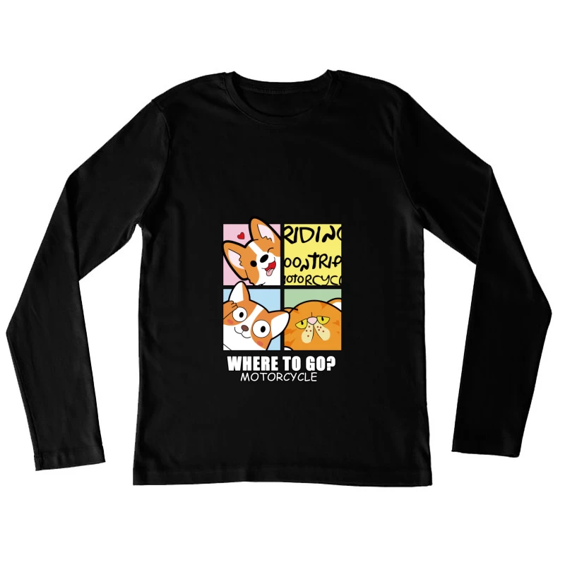 Niedliche Tiere auf Abenteuerreise Damen Langarm T-Shirt
