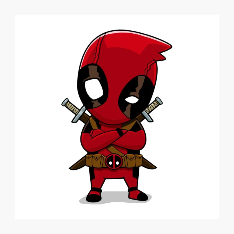 Chibi Deadpool: Marvel's Cartoon Superhero with Swords Pin