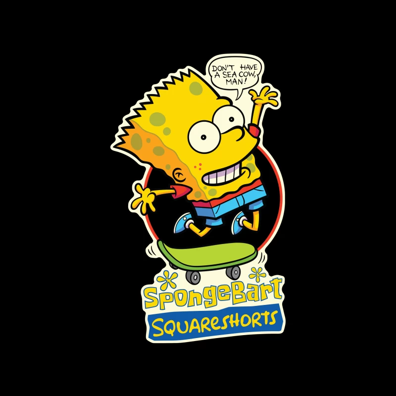 SpongeBart Squareshorts Skateboarding Character iPhone Case