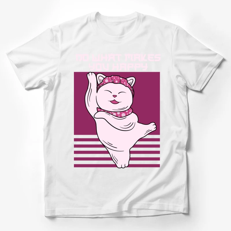 Happy Cat with Inspirational Quote Male T-Shirt