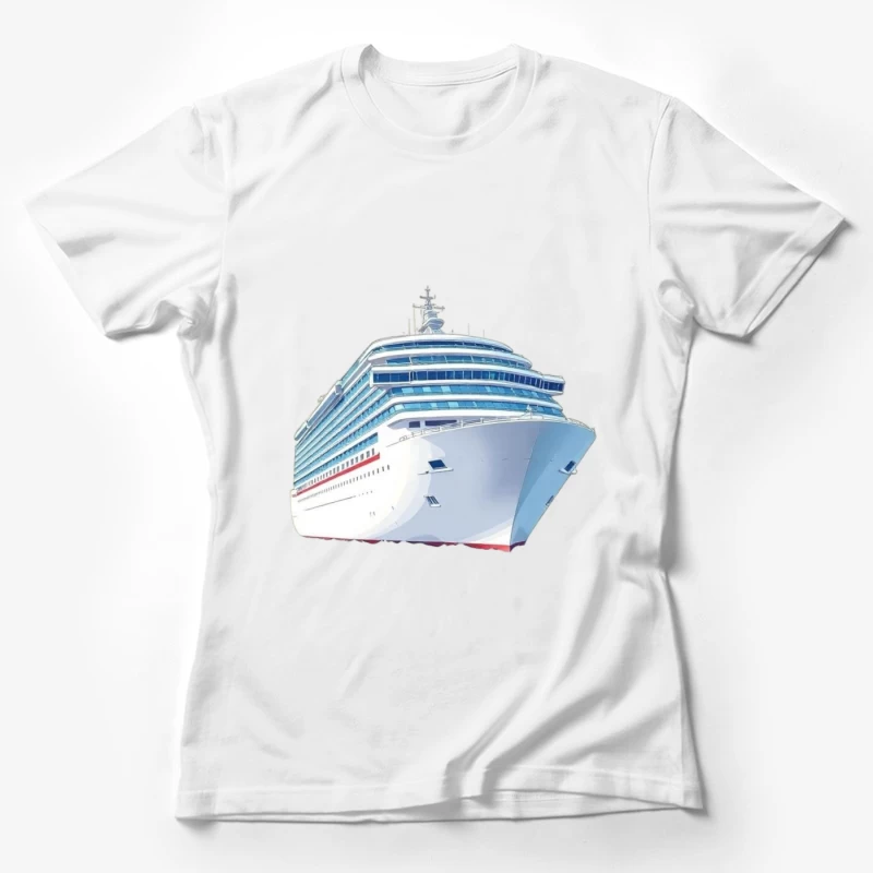 Modern Luxury Cruise Ship in White and Blue Design Female T-Shirt