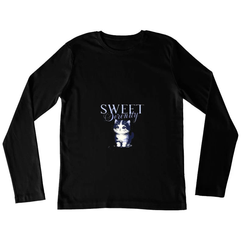 Süße Serenität Niedliches Kätzchen Illustration Damen Langarm T-Shirt