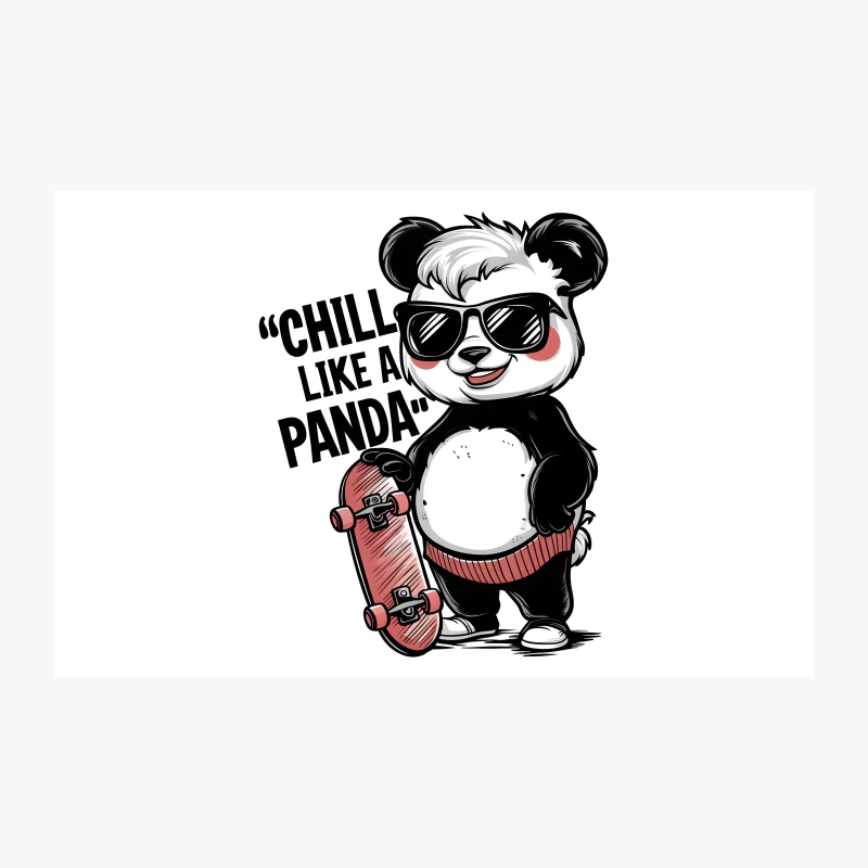 Cool Skateboarding Panda with Sunglasses and Chill Slogan Travel Mug