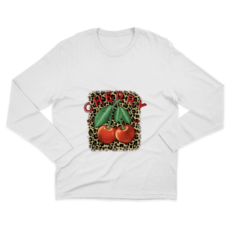 Design de cerises avec motif léopard Homme Manches Longues T-Shirt