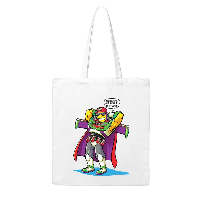 Parody Superhero Character with Drinking Theme Cotton Tote Bag