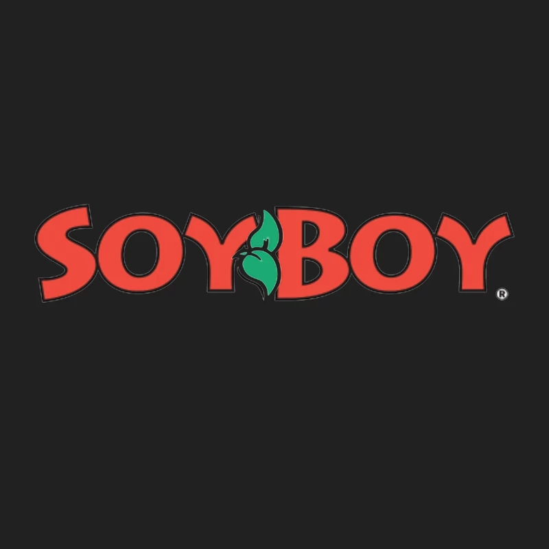 Soyboy Brand Logo with Red Letters and Green Leaf Design Bucket Hat