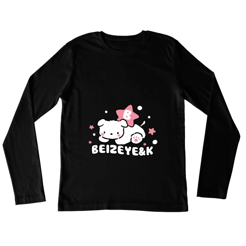 Niedlicher Welpe mit rosa Stern Damen Langarm T-Shirt