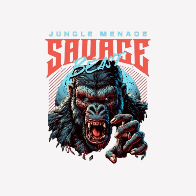 Savage Jungle Gorilla Monster Retro Art Design Male T-Shirt