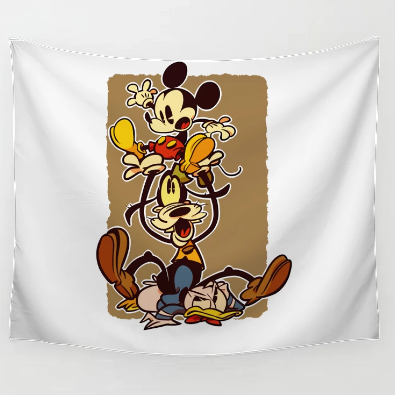 Classic Cartoon Chaos: A Tower of Laughter Tapestry