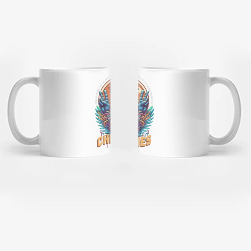 Psychedelic Peace and Chill Vibes Retro Art Design Coffee Mug