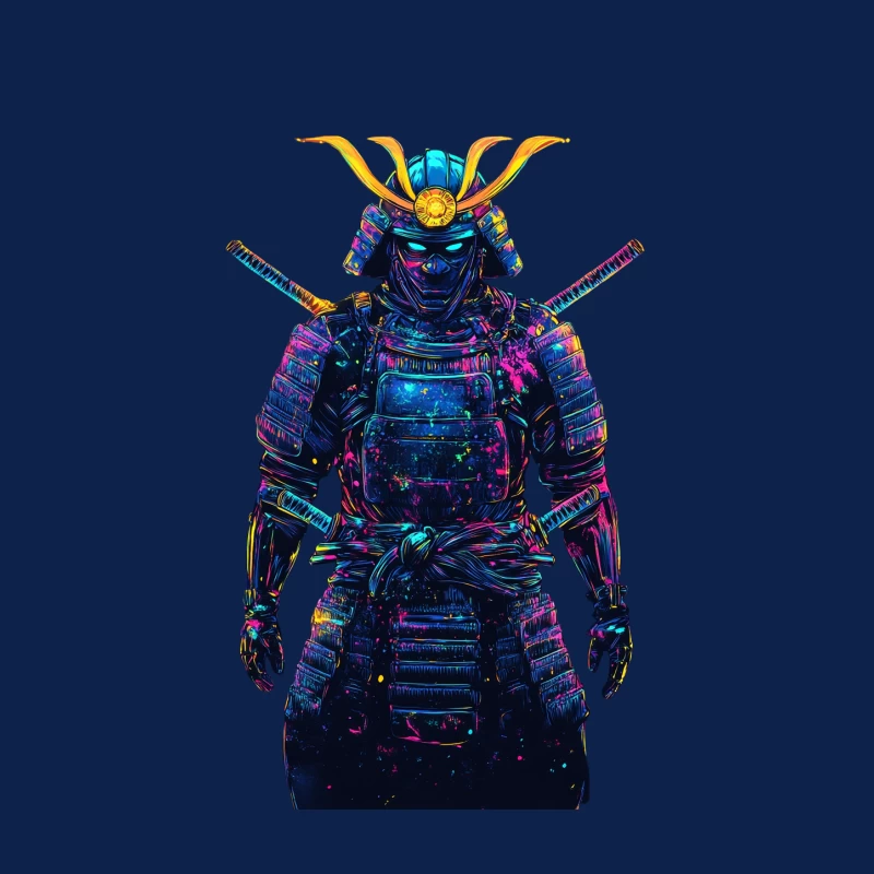 Cosmic Samurai: Galaxy Warrior in Vibrant Armor Throw Pillow