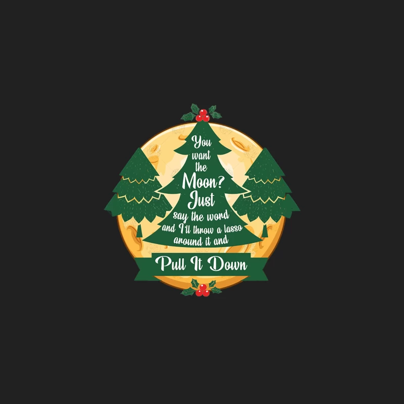 Whimsical Christmas Tree Moon Lasso Quote Bucket Hat
