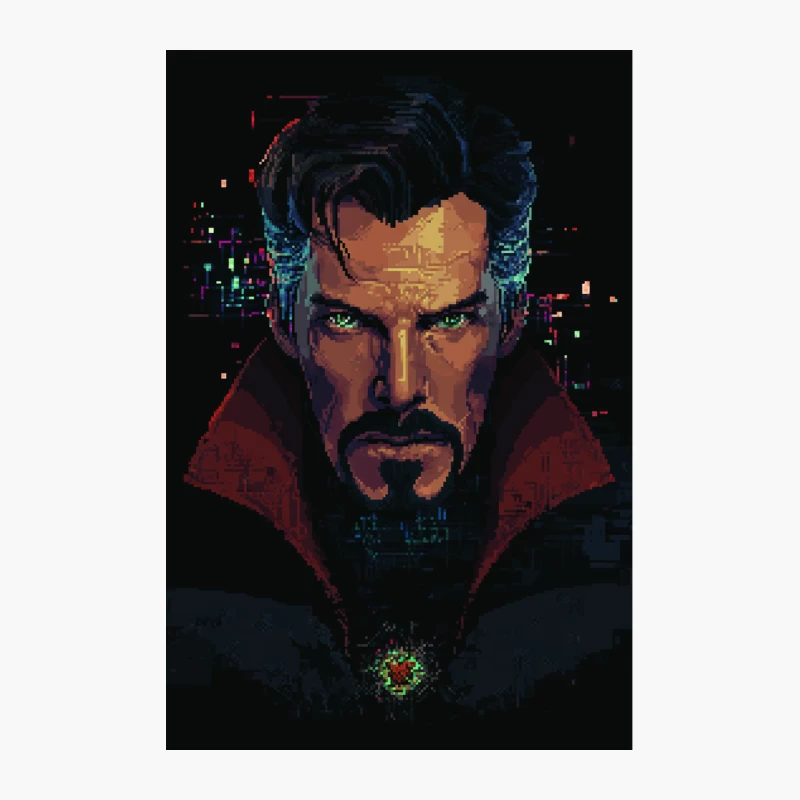 Pixel Art Portrait of Marvel's Mystical Superhero Cotton Tote Bag