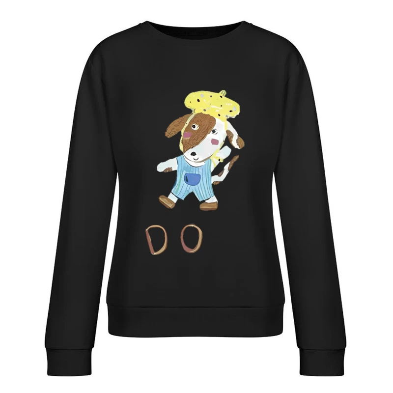 Niedlicher Hund mit gelbem Hut Damen Pullover Sweatshirt