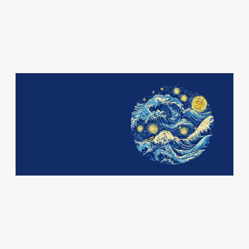 Starry Night Ocean: A Van Gogh-Inspired Circular Seascape Coffee Mug
