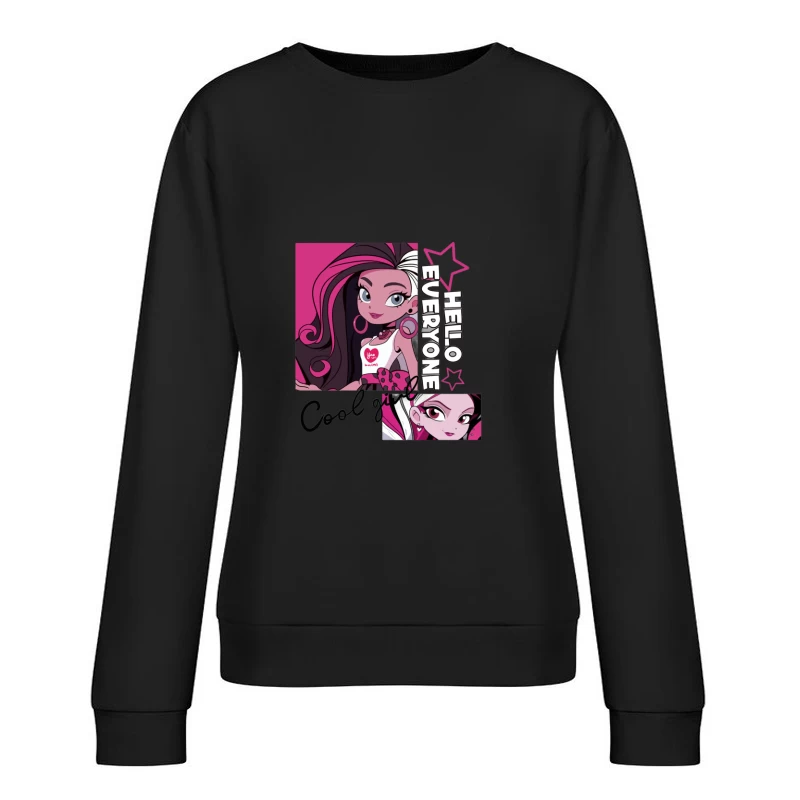Stilvolles Mädchen mit rosa Akzenten Damen Pullover Sweatshirt