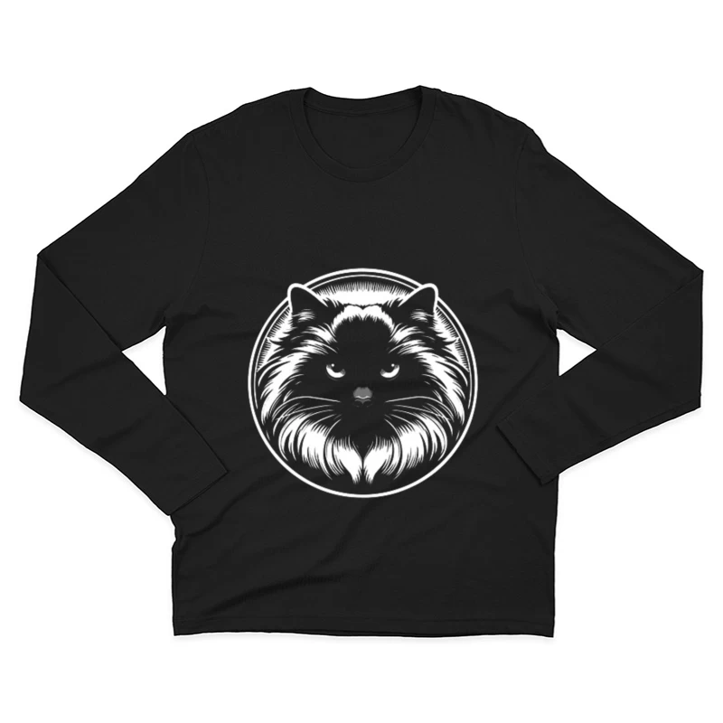 editable Dark Ragdoll Cat Portrait Male Long Sleeve T-Shirt