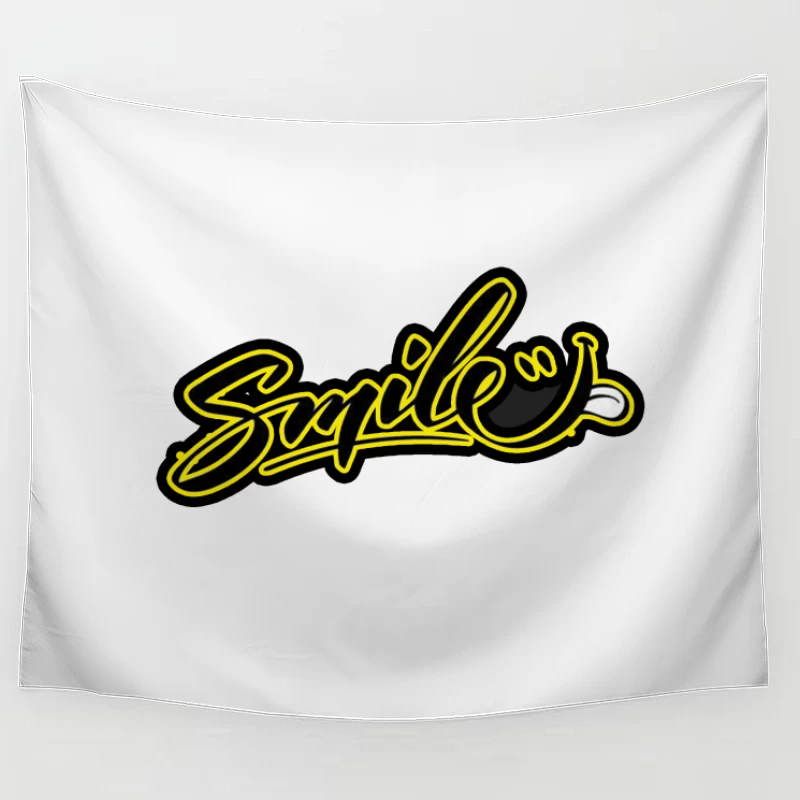 Modern Graffiti Art Design Featuring "Smile" Tapestry