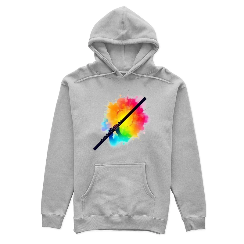 Rainbow Flute with Colorful Watercolor Splash Effect Female Pullover Hoodie