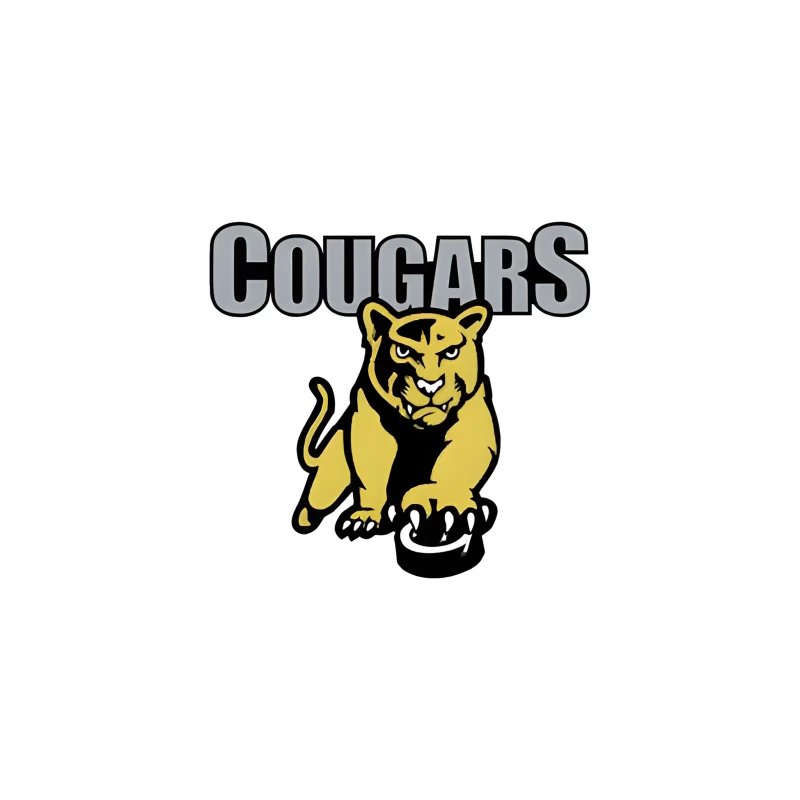 Fierce Yellow Cougar Sports Team Logo with Gray Text Desk Mat