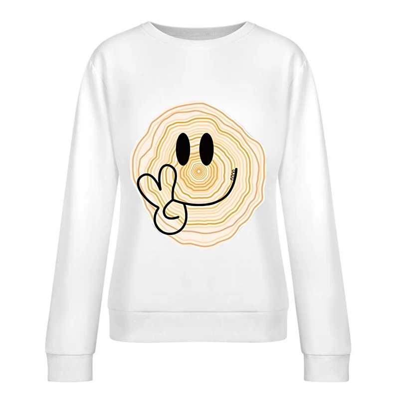 Lächelnder Holzring mit Friedenszeichen Damen Pullover Sweatshirt