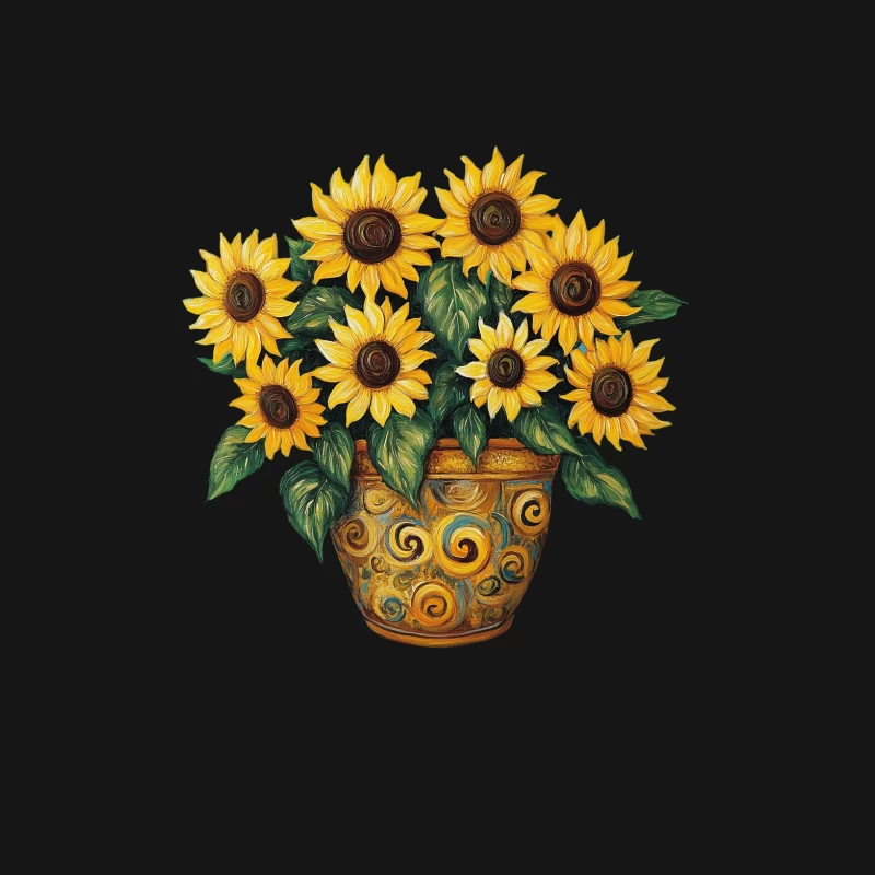 Vibrant Sunflower Bouquet in Decorative Swirl Vase Male Long Sleeve T-Shirt