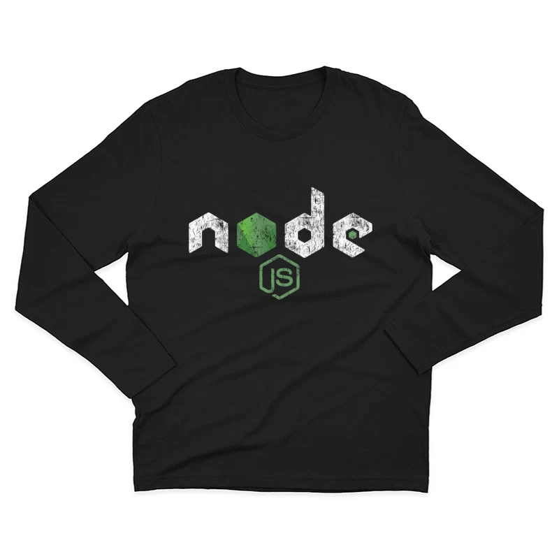 Node.js Programming Technology Logo with Distressed Effect Male Long Sleeve T-Shirt