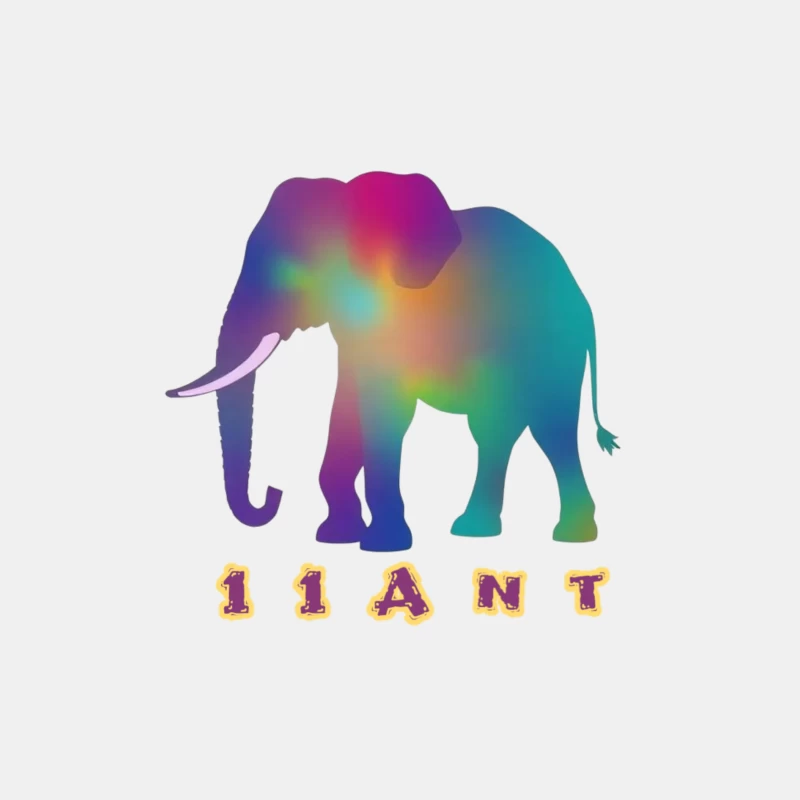 Rainbow Gradient Elephant Silhouette with "11ANT" Text Male Tank Top