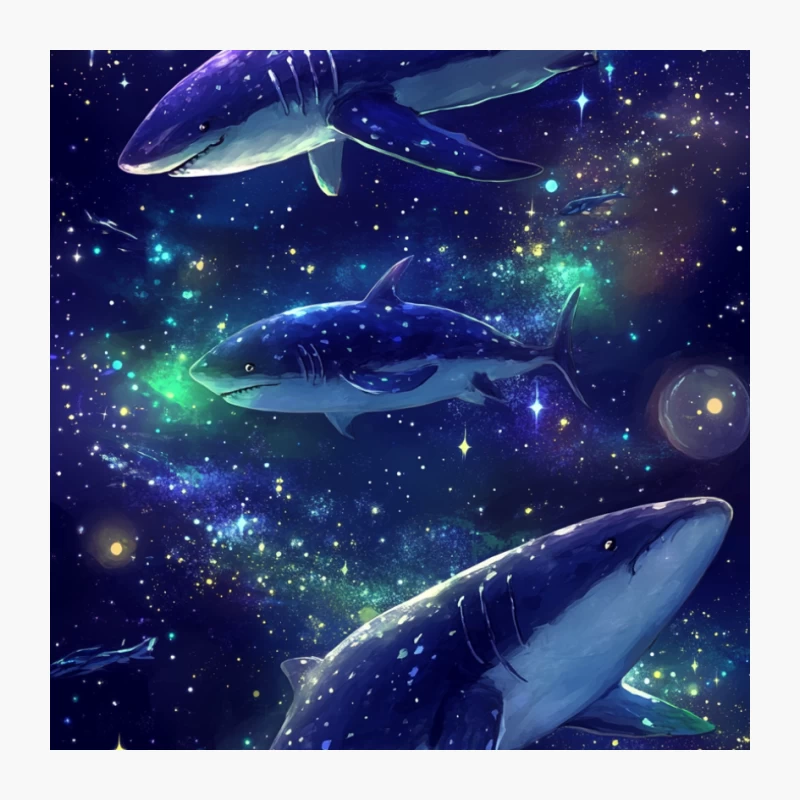 Cosmic Sharks Swimming Through Galactic Waters Pin