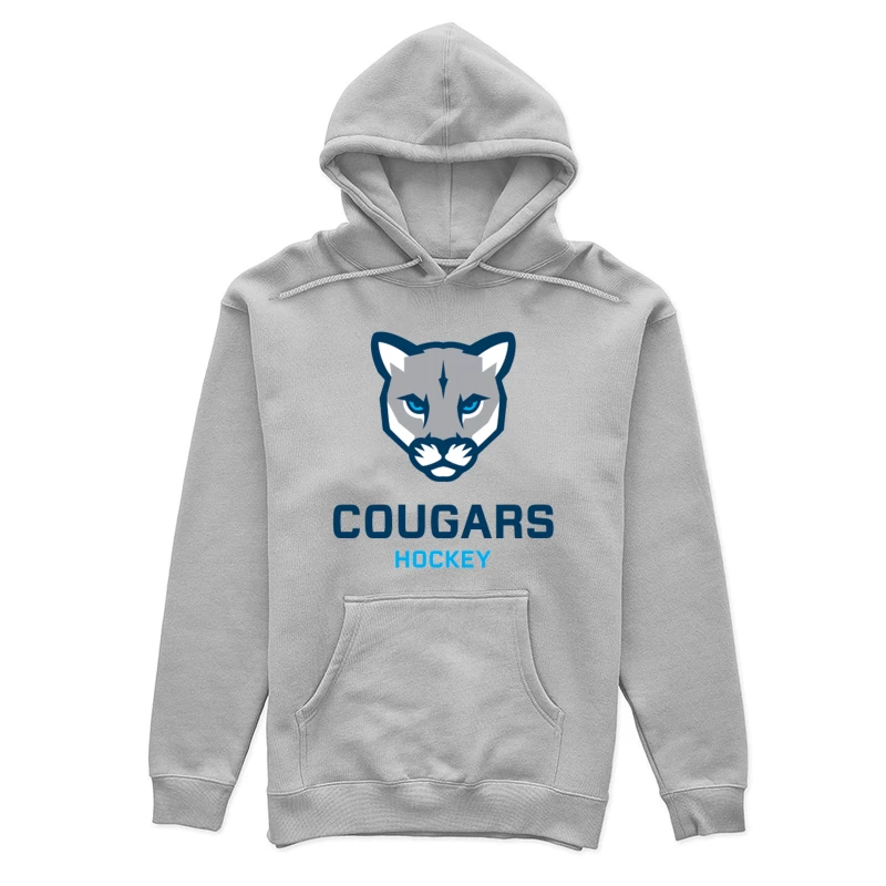 Cougars Hockey Team Logo with Blue and Gray Cougar Head Design Female Pullover Hoodie